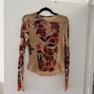 Nude Mesh Floral Top